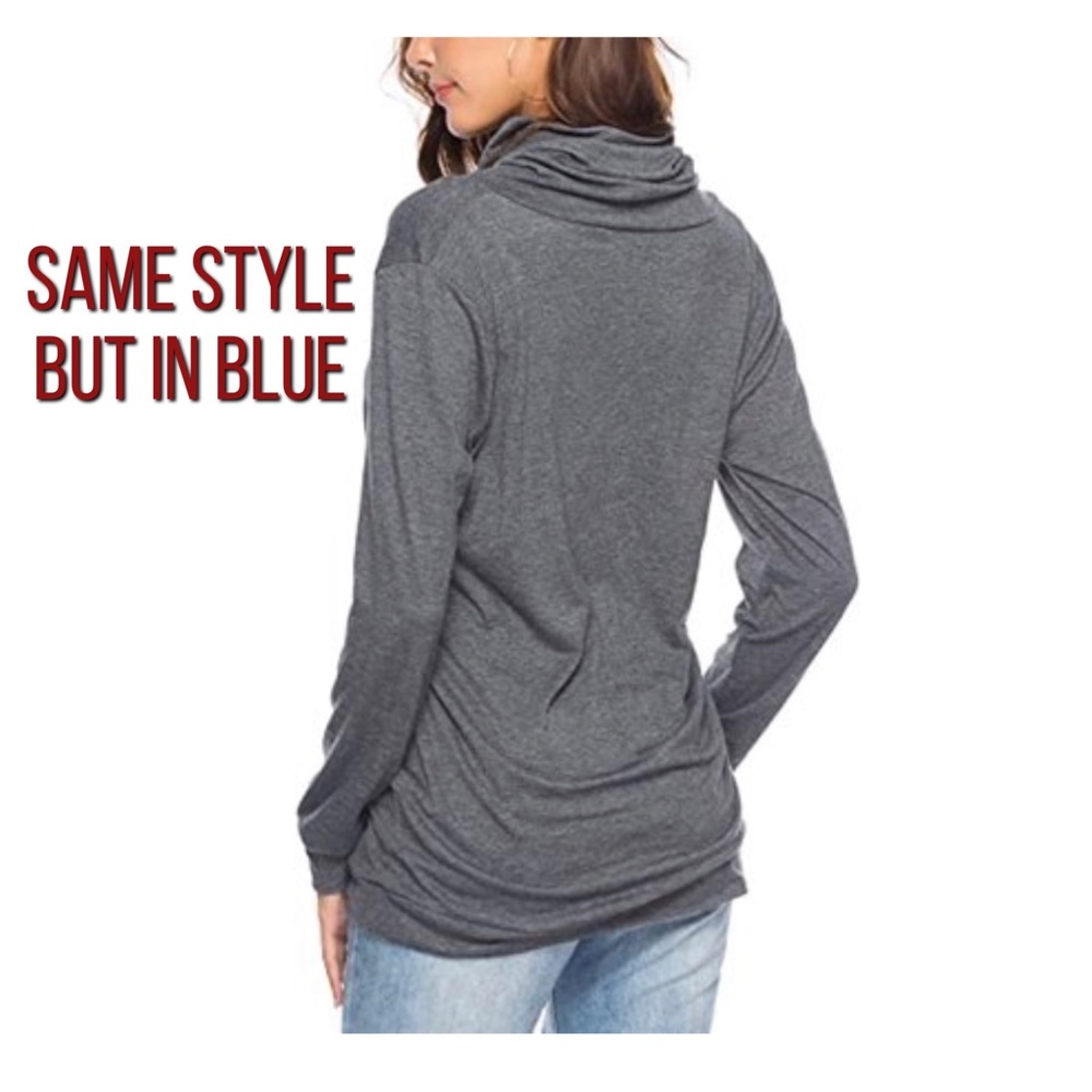 2x 👯♀️Host Pick⚡️Long Sleeve Button Cowl Neck Top - Picture 2 of 10
